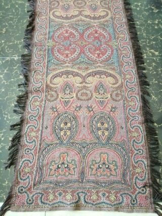 Antique French Paisley Kashmir Rectangle piano Shawl Wool size 57 