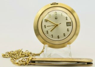 Vintage Bulova Accutron Tuning Fork Pocket Watch & Chain
