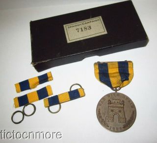 Us Span Am Army War With Spain Campaign Medal No 7183 W/ Us Numbered Box