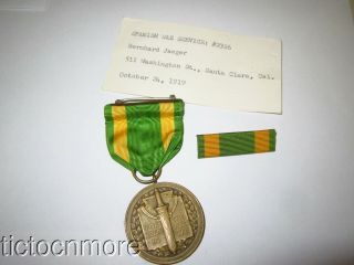 Us Span Am Army National Guard War Service Spain Campaign Medal 2326 Named