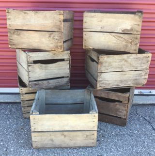 Set Of 3 Vintage Wood Crates Fruit Rustic Farmhouse Storage Lug Reclaimed Box