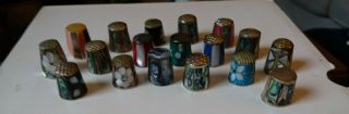 Inlaid Thimbles.  Mother Of Pearl,  Abalone.  Seventeen (17) In All