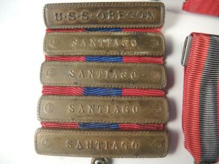 Sampson medal with 4 bars to Murray on USS Oregon 2 ribbons miniature and book 3