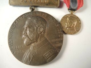 Sampson medal with 4 bars to Murray on USS Oregon 2 ribbons miniature and book 4
