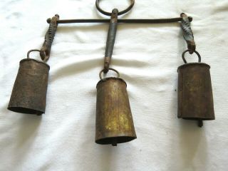 Antique Hand Forged Primitive Metal Bell w Rolled Metal Clapper Cow Sheep Horse 4