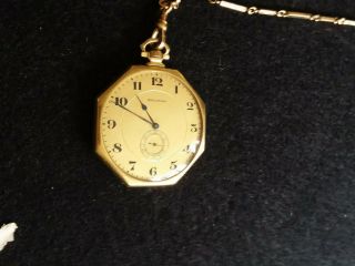 Very Scarce Waltham Opera Open Face Antique Pocket Watch And Chain