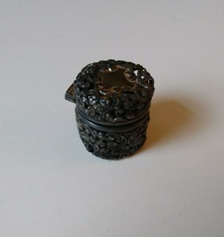 Antique Silver Thimble Holder Pierced Repouse Chateleine with Silver Thimble 3