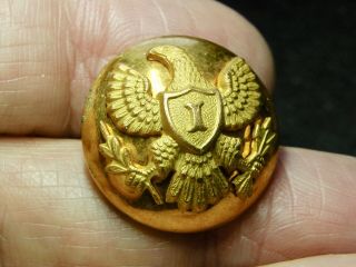 Us Army Infantry " I " Eagle 22mm Mounted Gilt Coat Button 1876 - 1902 Span.  Am.  War