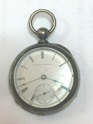 Antique 1871 Elgin Coin Silver Key Wind Pocket Watch - - 15 Jewels - - Size 18