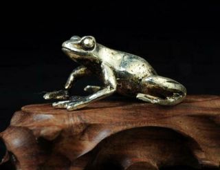 Chinese Hand Handmade Cooper - Plating Silver Frog Statue A01