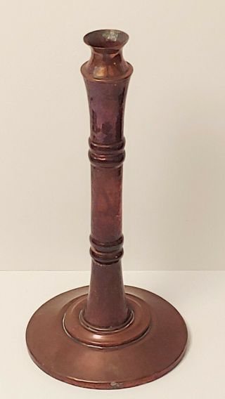 Arts & Crafts Mission Hammered Copper Candle Holder Stickley Roycroft Era 14 "