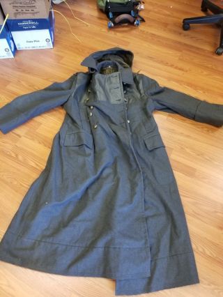 East German Military Heavy Wool Over Coat Trench Heavy Lining Xl/2xl