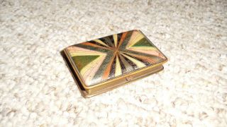 Antique Art Nouveau Mondaine Brass Vanity Makeup Compact/pill Box 2 X 3 Inches