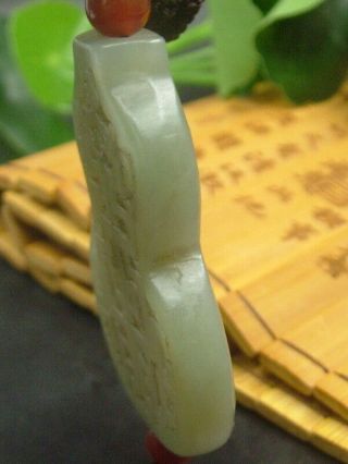 Chinese Antique Celadon Nephrite Hetian - Jade Aquarius Statues/Pendant 2