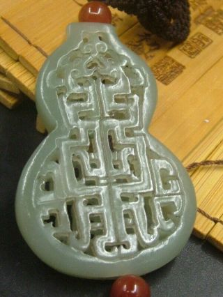 Chinese Antique Celadon Nephrite Hetian - Jade Aquarius Statues/Pendant 3