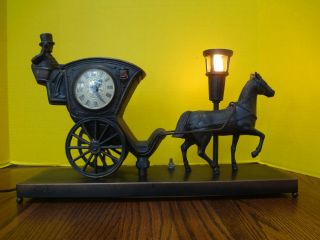 Vintage United Metal Horse And Carriage Clock Fast S/h