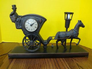 Vintage UNITED Metal Horse And Carriage Clock FAST S/H 2