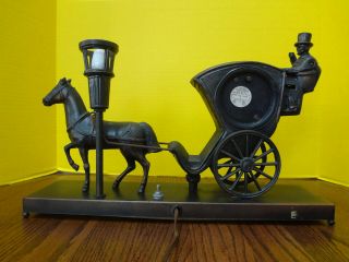 Vintage UNITED Metal Horse And Carriage Clock FAST S/H 7