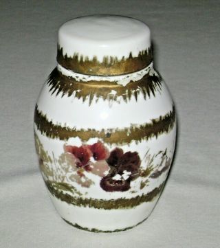 Antique Victorian Era Milk Glass Ginger / Rose Petal Potpourri Jar Hand Painted