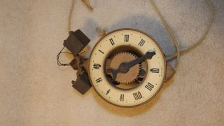 Vintage Swiss Baumann Wooden Wall Clock Weighted (d)