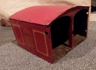 Antique Prewar Orobr German Tin Litho Toy Firehouse Station Garage