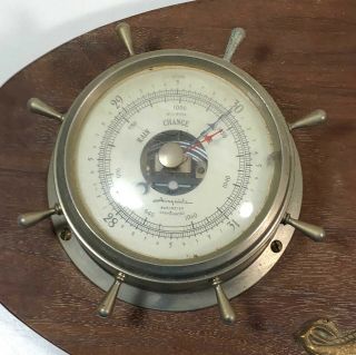 Vintage AIRGUIDE Nautical Ship’s Clock & Barometer Wall Weather Station Plaque 2