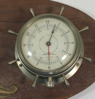 Vintage AIRGUIDE Nautical Ship’s Clock & Barometer Wall Weather Station Plaque 3