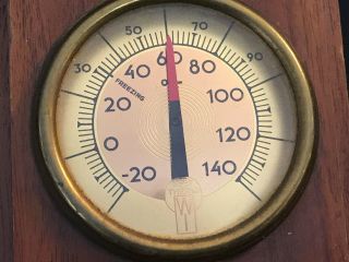 Old Vtg Collectible West O Therm Art Deco Wood Case Thermometer 3.  5 