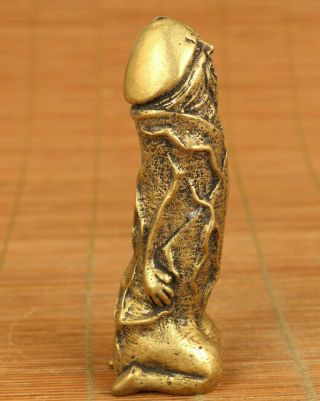Asian Old Bronze Hand Carving Art Man Penis Statue Home Decoration