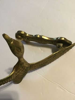 Vintage Solid Brass in Flight Mallard Duck Door Knocker 10 1/2 