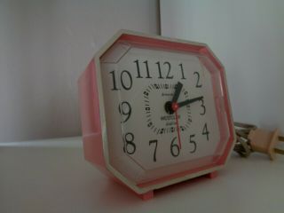 Vintage Mid Century Westclox Shabby Pink Alarm Clock