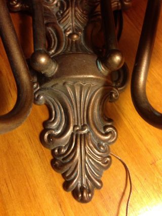 Vintage Copper? Art Nouveau Double Arm Metal Electric Wall SCONCE Light fixture 7