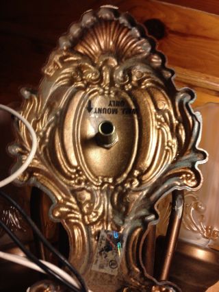 Vintage Copper? Art Nouveau Double Arm Metal Electric Wall SCONCE Light fixture 8