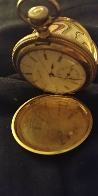 ANTIQUE ELGIN FANCY ENGRAVED HUNTING CASE POCKET WATCH 14K YELLOW GOLD C1905 2