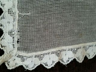 Antique Doily Basket of flowers,  Filet net lace embroider,  wonderful 18 