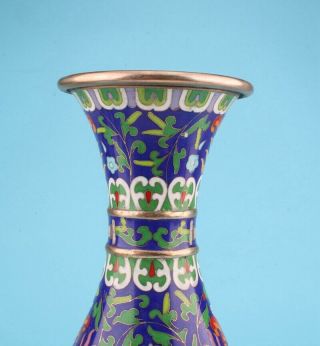 RARE CHINESE CLOISONNE VASE DECORATED WITH HAND - MADE PAINTED FLOWERS 6