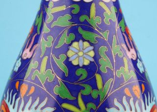 RARE CHINESE CLOISONNE VASE DECORATED WITH HAND - MADE PAINTED FLOWERS 7