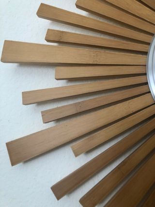 Sterling Noble Sunburst Atomic Mid Century Modern Wall Clock Teak Wood M519w 5