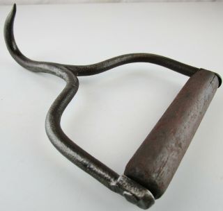 Vintage Antique Hay Bale Metal Wood Handle Hook Decorative Farm Tool 8 - 1/2
