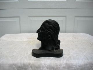 Large Heavy 14 Solid Lead George Washington Bust Door Stop From Old Pa Foundry