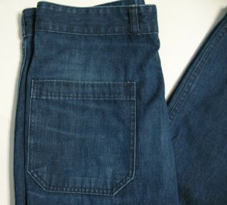 Vtg 1980 ' s Navy Uniform Seafarers Denim Dungaree Jeans size Bell Bottoms 32 x 29 2