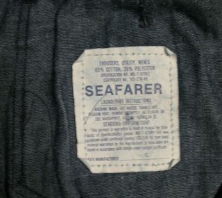 Vtg 1980 ' s Navy Uniform Seafarers Denim Dungaree Jeans size Bell Bottoms 32 x 29 6