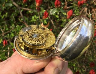 Rare 1755 Verge Fusee Silver Pair Case Pocket Watch By G.  Coleman of London 12