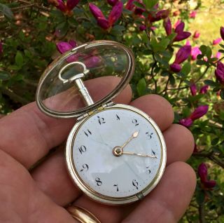 Rare 1755 Verge Fusee Silver Pair Case Pocket Watch By G.  Coleman of London 3