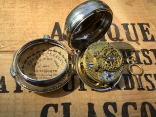 Rare 1755 Verge Fusee Silver Pair Case Pocket Watch By G.  Coleman of London 6