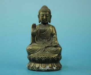 China Old Copper Hand - Carved Sakyamuni Exorcise Evil Spirits Buddha Statue D01