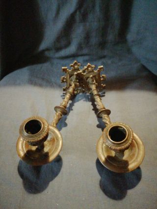 Victorian Gothic Revival Brass/bronze Candle Sconces.