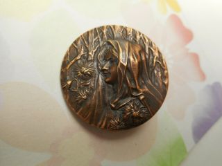 Art Nouveau Woman Mucha Seasons Winter Vintage Button 1 - 1/16 