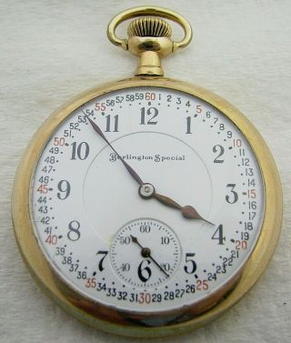 Antique 16s Burlington Special 19 Jewel 19j Gold Filled Pocket Watch