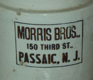 Antique Pre Prohibition Morris Bros Stoneware Whiskey Jug Passaic Nj